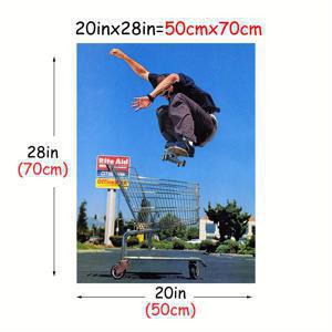 TEMU 1pc 프레임리스 스케이트보드 아트 프린트 - 생동감 있는 캔버스 벽 장식, 현대적인 가정 및 사무실 장식, 스케이트보드 팬을 위한 완벽한 선물, 스케이트보드 포스터