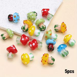 TEMU 5팩 14x16mm 유리 폴카 도트 버섯 비즈 액세서리 DIY 공예, 보석, 팔찌, 열쇠고리, 폰 장식, 비즈 펜 장식