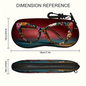 TEMU 안경용으로 디자인된 플로럴 패턴의 안경 케이스 1개 - 휴대용이고 튼튼한 보호 케이스로 안전한 지퍼가 특징이며 안경 및 돋보기 안경에 적합합니다.