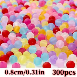 TEMU 600/300개 8/6mm 반투명 무광 비즈, 아크릴 구슬. DIY 팔찌, 목걸이, 주얼리. 혼합 색상 비즈 및 비즈 모음