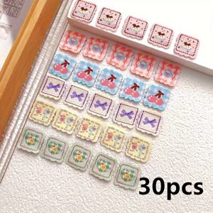 TEMU 30개 미니 패브릭 라벨 DIY 핸드 자수용, 컬러풀 카툰 자수 라벨 재봉용품
