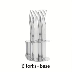 TEMU 6개 스테인리스 스틸 과일 포크 세트 - 재사용 가능한 미니 디저트/케이크/샐러드 포크, 우아한 모던 디자인, 가정 주방 및 일상 사용을 위한 내구성 좋은 소형 식기