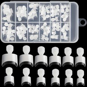 TEMU 120개입 프렌치 스타일 네일 박스 - 스퀘어 아크릴 하프커버 프레스온 네일, 핸들 포함, 매트 마감, 숏 길이, 솔리드 컬러 디자인, 투명 & 화이트 프렌치 스타일 네일 팁, DIY 네일 아트 및 연장용