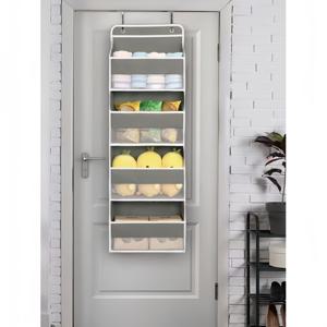 TEMU 4단 접이식 벽걸이 수납 정리함 (메시 포켓 및 후크 포함) - 대용량 쌓을 수 있는 패브릭 박스, 문/벽면에 적합, 공간 절약형 가정 정리 솔루션, 침실, 욕실용 중성 색상 디자인