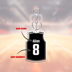 TEMU 1개 또는 3개 세트의 이름과 숫자가 새겨진 농구 유니 스타일 키링. 친구, 가족, 커플을 위한 생일 및 휴일 선물로 완벽합니다.