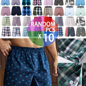 TEMU 10개입, 스타일은 랜덤으로 배송됩니다. 루즈핏 패턴 드로즈 - 가볍고 통기성이 좋은 탄성 허리 밴드로 하루 종일 편안함, 데일리 캐주얼 반바지, 클래식 디자인, 부드러운 소재, 남성용 드로즈로 편안한 선택