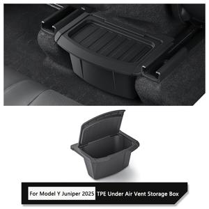 TEMU 테슬라 모델 Y 2025용 후방 수납 박스, TPE 통풍 칸막이 정리함, 차량 뒷좌석 서랍 내부 액세서리, 컴팩트 디자인, 가족용 차량 강력한 언더시트 오거나이저|쓰레기통