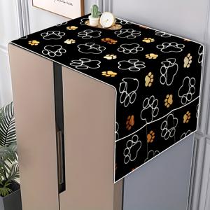 TEMU 1개, 전자레인지 커버, 냉장고 커버, 세탁기 커버, 2D 평면, 발자국 텍스처 스타일리시 패턴, 싱글 및 더블 도어용 다기능 가정용 냉장고 커버, 새로운 세탁기 커버, 수직형 냉동고 커버 천