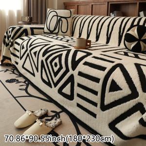 TEMU 사계절용 플러시 소파 타월 1개, 심플하고 모던한 거실 장식용 , 미끄럼 방지 및 내마모성 지지대, 세탁기 사용 가능, 반려동물 친화적, 겨울철 보온 - Mirror Yi