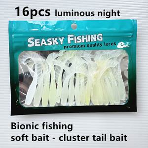TEMU 16개입 컬드 테일 소프트 베이트, 다양한 색상의 야광 메뚜기 모양, 야외 낚시용으로 설계된 효과적인 루어