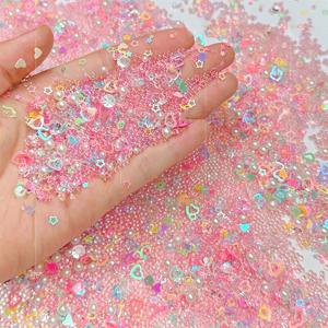 TEMU 50그램 에폭시 레진 필러 - 핑크 발렌타인데이 하트 스팽글, 버블 진주, 인조 , 장식 재료, 네일 아트, 공예, 홈 데코 및 창작 프로젝트용 크림 드립 레진 추가에 적합