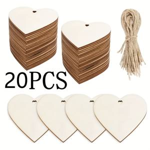 TEMU 20개 1세트 빈 나무 하트 모양 나무 칩 장식품 (타월 포함), 페인팅 및 하트 모양 공예 나무 걸이 장식, 할로윈, 크리스마스, 부활절, 발렌타인데이 및 기타 휴일 펜던트, 걸이 장식에 적합