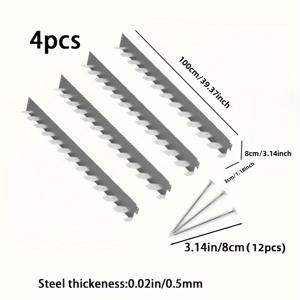 TEMU 4개 스테인리스 스틸 조경용 잔디 & 돌 분리대 - L자형 잔디 가장자리, 12개의 묶을 수 있는 섹션, 내구성 강한 경계대, 차도, 화단, 산책로에 적합