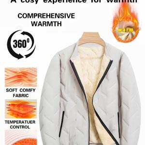 TEMU 2025년 신상 Pearson Obm 가을/겨울 재킷, 두꺼운 기모 안감으로 따뜻함, 남녀공용, 루즈핏 큰 사이즈 아웃도어 남성 코트, 스타일리시하고 편안한 단색 야구 칼라 재킷