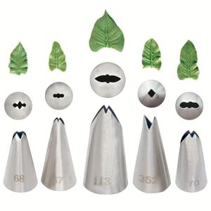 TEMU 5개 스테인리스 스틸 304 심리스 파이프 노즐 세트 | 케이크 크림 장식을 위한 리프 및 보우 모양 노즐, 크리스마스, 할로윈, 부활절, 하누카, 추수감사절에 적합 | 브랜드: MEEWDKA