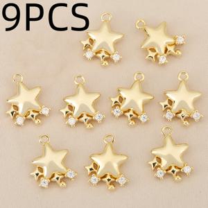 TEMU 9개 세트, 유럽 및 미국 패션 - 지르코니아 상감 구리 - 정교한 별 체인 장식 및 펜던트 - 남녀공용 스타일리시 펜던트, 목걸이, 귀걸이, 체인 장식, 펜던트, 팔찌에 걸기 적합, 크리스마스 및 선물로 완벽