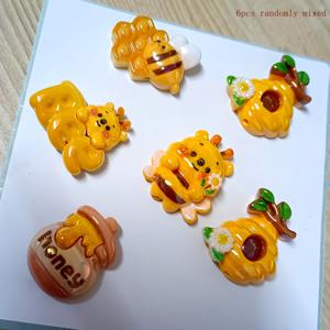 TEMU 6개입 밝은 컬러 레진 꿀벌 곰 꿀단지 시리즈 구멍 뚫린 비즈 펜 휴대폰 DIY 학기 크리스마스 휴가 선물 수제 주얼리 펜던트 비즈 액세서리 만들기 재료, 시즌 장식, 수제 액세서리