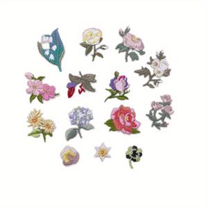 TEMU 14개 다리미 부착 꽃 자수 패치 - 사용하기 쉬움, 혼합 색상, 부직포 원단, 청바지, 셔츠 & 재킷에 적합, 공예 & 프로젝트에 이상적, 공예 자수 패치 | 플로럴 자수 | 내구성 좋은 자수, 자수 패치