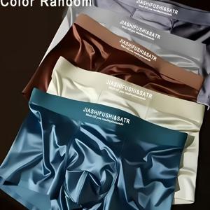 TEMU 남성용 아이스 섬유 속옷 4종 세트, 섹시한 단색 드로즈, 편안하고 통기성 좋음