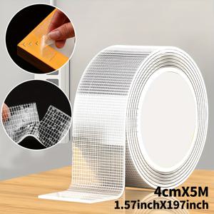 TEMU 5m 나노 양면 테이프, 초강력 접착 투명 격자 테이프 (폭 1/2/3/4/5cm), 잔여물 없음, 제거 가능, 가정 및 사무실용 산업 강도 접착제