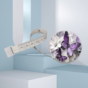 TEMU 1개 미니 휴대용 접이식 줄자, 보라색 나비 & 플로럴 디자인 - 이중 눈금 (미터/인치), 78.74