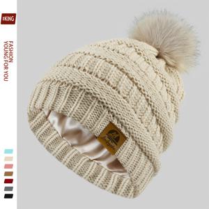 TEMU 1개 크리스마스 테마 겨울 모자, 새틴 안감, 두꺼운 