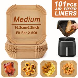TEMU 101개 대형 두꺼운 논스틱 파스텔 라이너 – 에어프라이어, 오븐, 전자레인지에서 사용하기에 적합한 고온에 강한 일회용 시트, 묻어나는 것을 방지하는 러플 엣지 디자인, 쉬운 청소, 감자튀김, 치킨 윙 등에 적합|에어프라이어