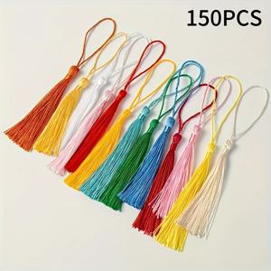 TEMU 150개 졸업 태슬, 길이 13cm, 루프가 달린 태슬 리본, 졸업 모자 장식, 책갈피 제작, 주얼리 귀걸이 제작, 키체인 펜던트 제작, 졸업 장식, 축제 분위기 연출에 적합
