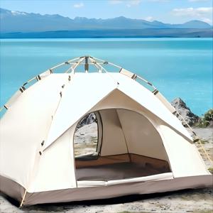 TEMU 1개 4인용 인스턴트 팝업 캠핑 텐트 (레인플라이 포함), 헤비듀티 스테이크 & 가이 라인 - 모든 계절용 휴대용 아웃도어 텐트, 하이킹, 백패킹, 가족 캠핑에 적합 - 간편한 설치/철거|텐트