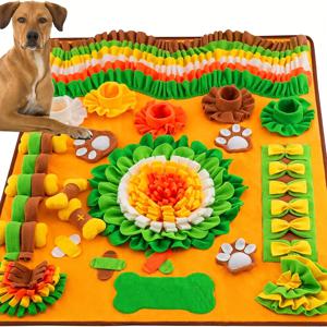 TEMU 대형 스너플 매트 - 개용 슬로우 피더 급식 매트, 오렌지색, 강아지와 개를 위한 상호작용 퍼즐, 천연 사냥 본능과 치아 건강 촉진, 내구성 강화