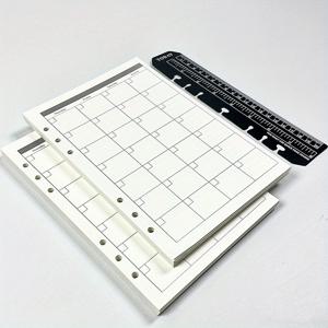 TEMU A5 6단 바인더용 날짜 없는 월간 플래너 리필, 크기 14.2 X 21 Cm, 월당 2페이지, 날짜 없음. A5 정리함 삽입, 5.6