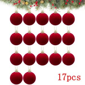 TEMU 17피스 크리스마스 트리 장식 세트, 벨벳 터치 플로킹 소재, 크리스마스 트리 장식용 축제 매달기 볼, 우아한 레드 벨벳 크리스마스 장식, 파티 크리스마스 트리 장식에 적합, 크리스마스 트리 장식, 크리스마스 트리 매달기 장식, 미니 크리스마스 장식, 휴일 장식, 빈티지 휴일 볼, 클래식 크리스마스 장식, 부드러운 벨벳 소재, 휴일 장식