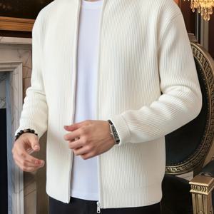 TEMU 남성용 니트 스웨터 가을 겨울 루즈핏 지퍼 골지 니트 드롭 숄더 가디건 두꺼운 단색 캐주얼 패션 코트