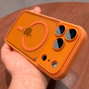 TEMU 휴대폰 케이스 - 아이폰 17 Pro Max용으로 설계된 마그네틱 무선 충전 휴대폰 케이스. 16, 15, 14, 13, 12, 11 Pro Max Plus 모델과 호환됩니다. 충격 방지 및 카메라 렌즈 보호를 위한 무광 반투명 하드 백 특징.