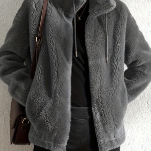 TEMU 여성용 겨울 따뜻한 양면 코랄 파자마 재킷/후드 - 스탠드 칼라 긴팔 지퍼 프론트 노인 및 중년 여성을 위한 편안한 스웨터, 홈 & 아웃도어 착용 (단색)