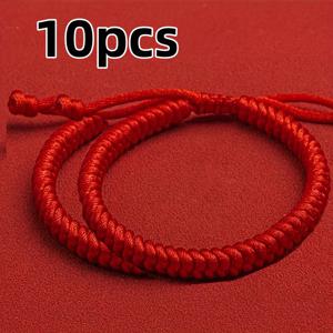 TEMU 10개입 레드 브레이드 우정 팔찌 | 커플에게 완벽, 발렌타인데이 또는 부활절 선물로 이상적, 남녀공용, 우아한 청크 스타일, 합성 섬유 로프 재질