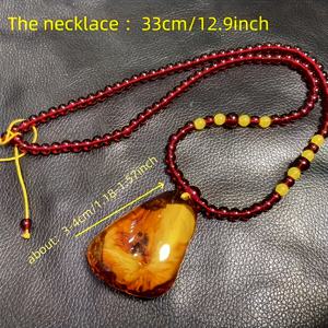 TEMU 천연 발틱 호박석 원석 펜던트, 오리지널 스킨 및 골든 허니 원료