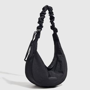 TEMU 여성용 일본/한국 스타일 크레센트 크로스백 - 조절 가능한 스트랩 & 지퍼 클로저 캐주얼 토트백, 학교, 여행용 - 패브릭 핸드백