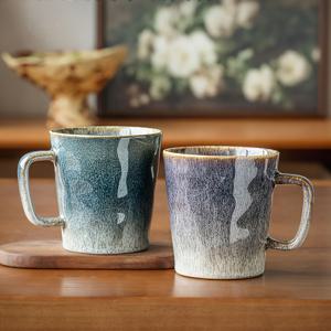 TEMU 2개 세라믹 커피 머그 | 400ml 물결 커피 컵, 유동성 글레이즈, 대형 커플 머그, 수제 내열 세라믹 컵, 마치 티 컵, 전자레인지 사용 가능 오트밀 컵, 핫 초콜릿 머그, 발렌타인데이, 웨딩 선물용 신기한 커피 머그