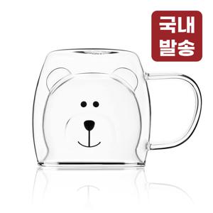 TEMU 레토 이중 내열 유리컵 손잡이 곰돌이 예쁜 물컵 유리잔 컵 LGC-B02