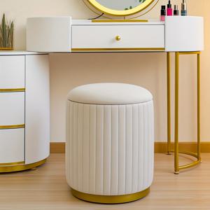 TEMU 제거 가능한 뚜껑이 있는 라운드 스토텔, 현대적인 벨벳 드레스 스토텔, 보관용 오트만, 다기능 메이크업 의자, 거실, 침실, 흰색 스토텔에 적합