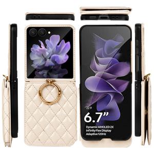 TEMU KISMIS 삼성 갤럭시 Z플립케이스 폭신한 레더 휴대폰 케이스 카드 지폐 지갑 + 스트랩 멀티 카드 슬롯 지퍼 지갑 접이식입니다 - Z플립4 | Z플립5 | Z플립6 | Z플립7 - 갈색/그린/레드/블랙/화이트|폰케이스|케이스