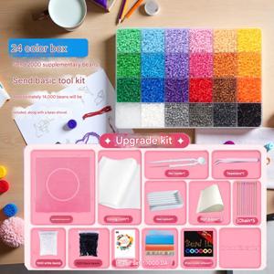 TEMU 24/48색 멜팅 비드 세트 - 공예 프로젝트에 적합 - 13000/26000 플라스틱 비드 세트 - 1개 대형 사각형 템플릿 - 플라스틱 핀셋 - 주얼리, 추가 재료 및 퍼즐용 - 퍼러 비드 다림질 - 다양한 색상