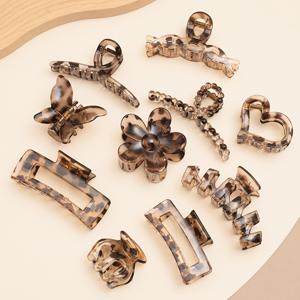 TEMU 10개 프린트 헤어 클립 | 데일리 사용 및 머리 뒤 스타일링에 이상적인 작은 플라스틱 클립