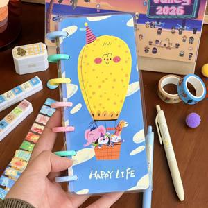 TEMU 2026-2027 열기구 시리즈 플래너 - 도파민 빅 코일 바운드 노트북, 동물 및 열기구 테마 스케줄 플래너, 습관 추적 기능이 있는 저널, 월간 및 주간 계획 노트|캘린더