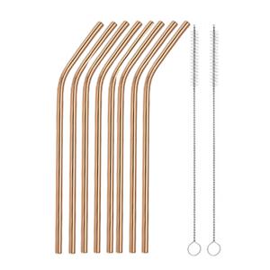 TEMU 8개 구부러진 빨대와 브러쉬 2개, 메탈 빨대, 휴대용 창의적인 -등급 스테인리스 스틸 빨대, 음료 커피 우유 차 빨대 세트