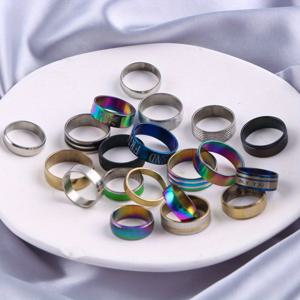 TEMU 20개/세트 남성용 클래식 스테인리스 스틸 Eomen 반지 심플 믹스 스타일 주얼리 웨딩 파티 선물