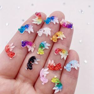 TEMU 50개의 레진 미니 귀여운 금붕어 평평한 백석 장식 DIY 결혼식 스크랩북 매니큐어 점진적인 인어 손톱 펜던트 장식 공예품