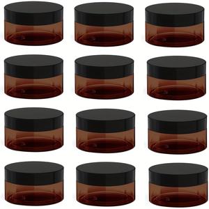 TEMU 12개 4온스 플라스틱 자루, 누출 방지 화장품 보관용기, 크림, 로션, 오인트먼트, 메이크업, 목욕용 소금 및 바디 버터용 블랙 뚜껑이 있는 와이드 모스 리필 가능 용기, 홈 조직 및 보관 용품, 욕실 액세서리 - 자외선 보호