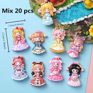 TEMU 만화 공주 크림 글루 헤어 클립, 헤어밴드, 휴대폰 케이스 펜던트, 신발 꽃, 레진 장식